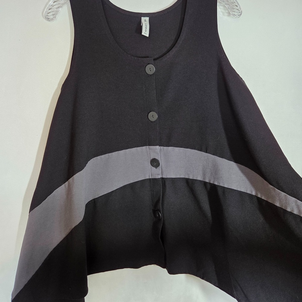 FH Clothing Co. Womens Sm Vest Tank  Lagenlook Color Block Button Front Pockets - Picture 2 of 10